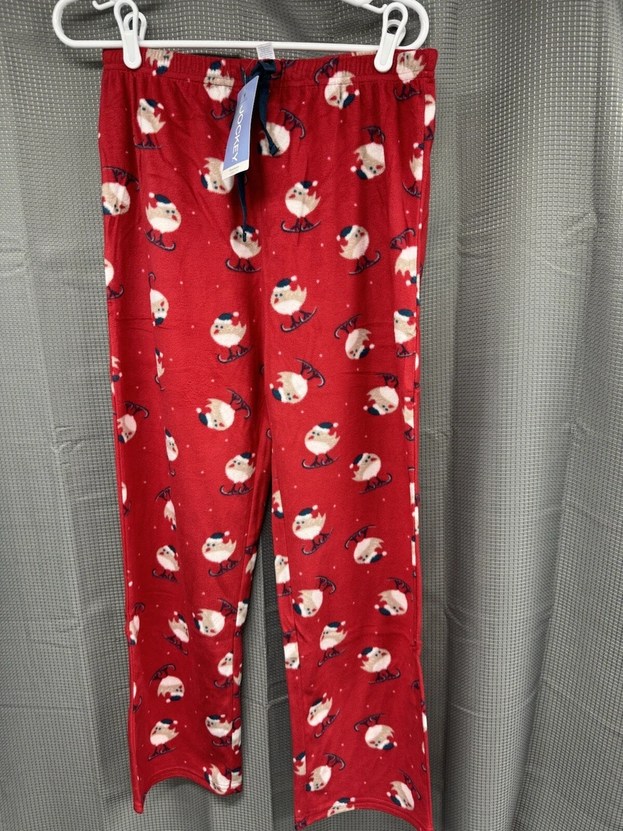 Jockey Women's Sleepwear Fleece Pants - Winter Ski Birds - Red