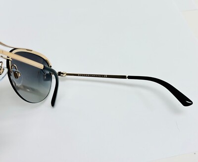 BVLGARI SIGNS COIN Gold Black Rimless Aviator Metal Logo
