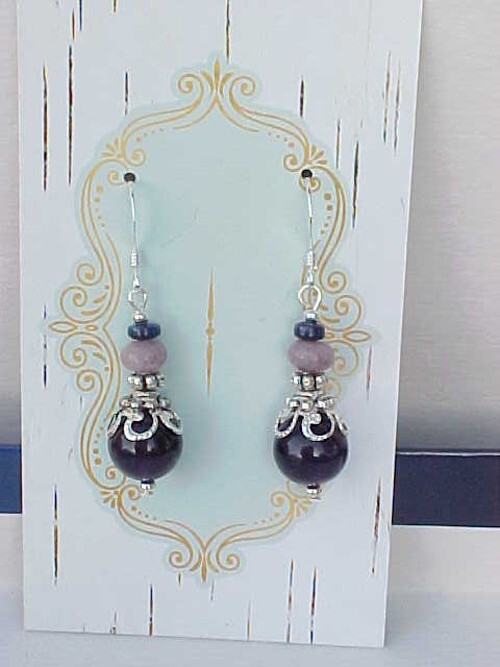 Large Display Ear B2G1 Genuine Amethyst Lapis Lazuli Lepidolite Love Stone Handmade OOAK ...
