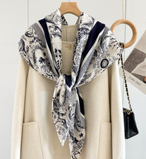 70 Cashmere 30 Silk Wrap Scarf Sun Totem Print Double Face Print Shawl 53''