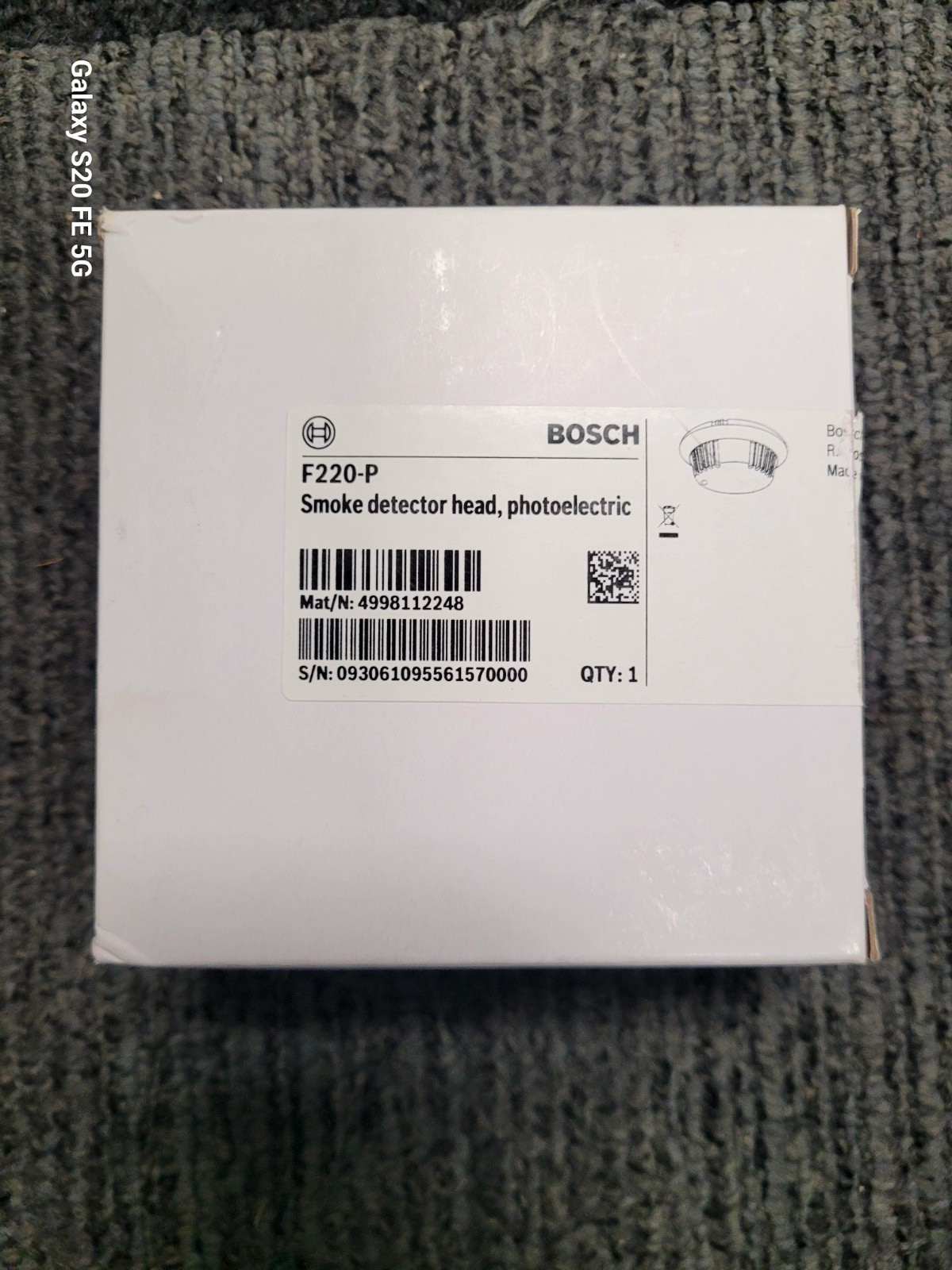 BOSCH F220-P PHOTO ELECTRIC SMOKE DETECTOR HEAD (F220-B6 BASE INCLUDED)