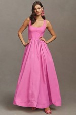 NWT BHLDN Jemma Scoop-Neck Corset Fit & Flare Maxi Dress Tulip Pink Sz S