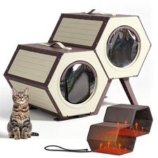 2 Story Heated Outdoor Cat House with Liner Weatherproof