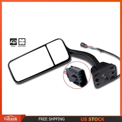 Power Heated Hood Mirror Fits 08-16 Freightliner Cascadia Truck Black Left Side