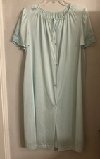 VTG Lorraine Seafoam Blue Green Short Sleeve Nightgown Women  s L