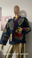 Ellastylze Women's Geometric Mesh Open Front Cotton Kimono Jacket Size 16