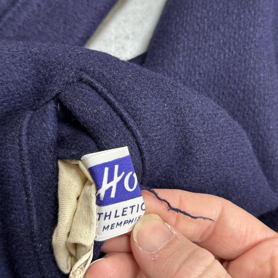 Chaqueta de Colección Howe Wear Para Hombres 42 Azul Marino Lana A Presión Forrada Frontal Trabajo Coche Abrigo Años 60 Foto 4 de 4