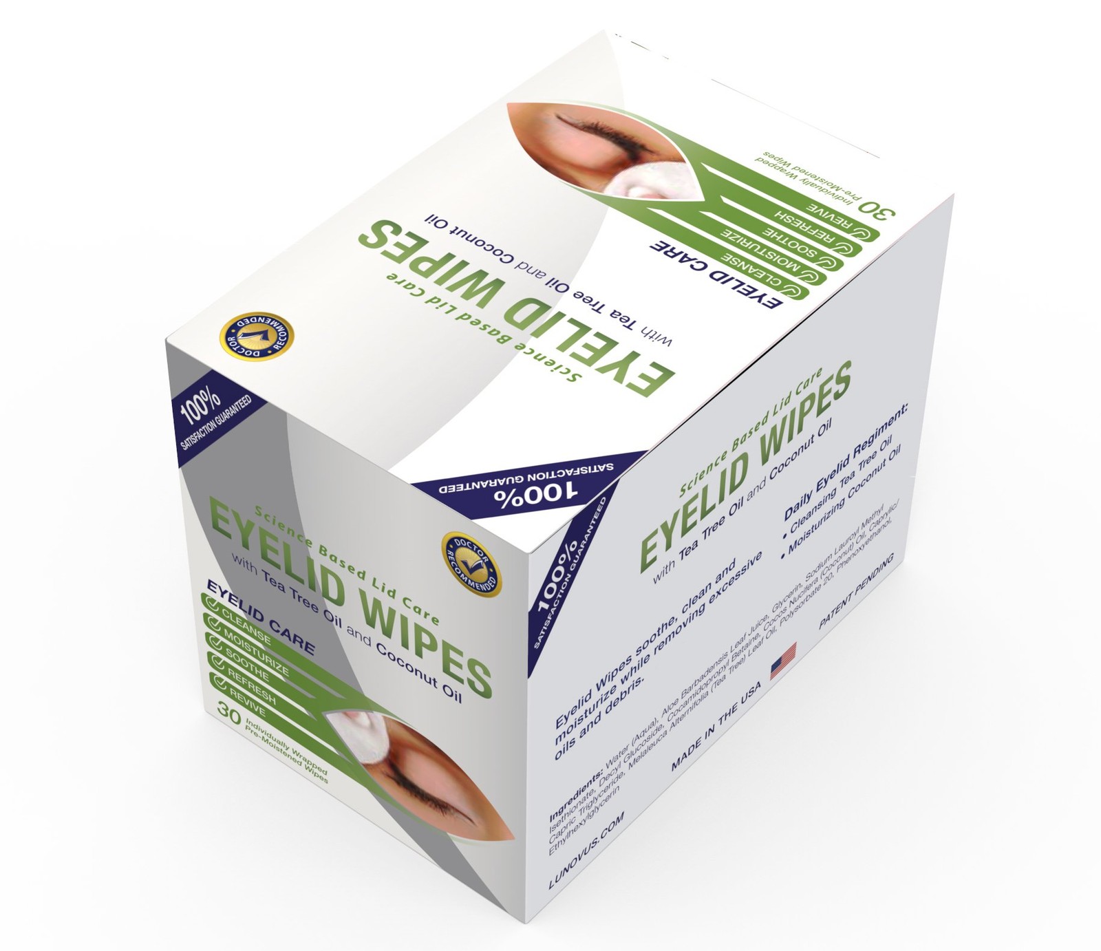 Tea Tree & Coconut Oil Eyelid Wipes - 30 Natural Cleansing Wipes