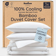 Bamboo Viscose King Duvet Cover Set 3Pcs, Soft Cooling for Hot Sleepers