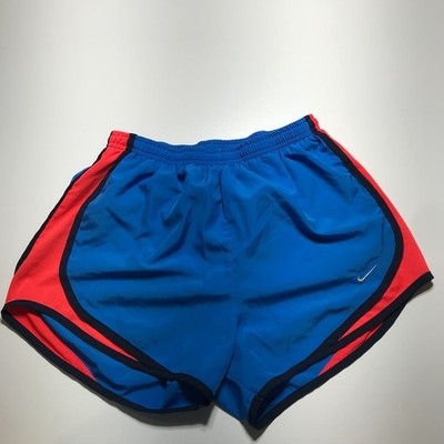Nike Dri Fit Tempo Womens Small Lined Blue w/ Neon Orange Drawcord Swoosh Shorts