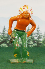 GREY IRON VINTAGE LEAD FIGURE - G45 11 INDIAN WITH HATCHET, EARLY    1748