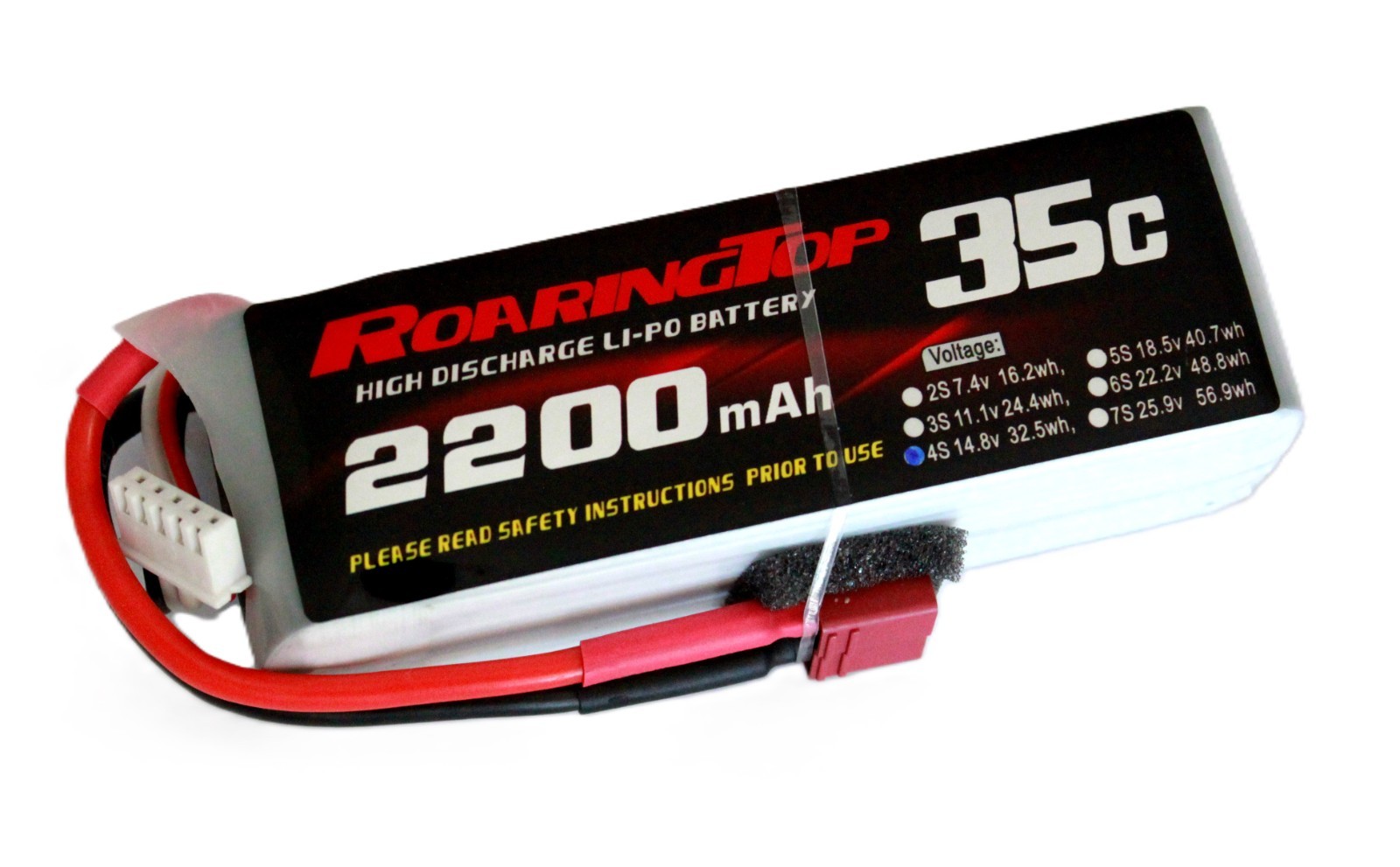 RoaringTop LiPo Battery Pack 35C 2200mAh 4S 14.8V with Deans Plug