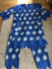 Men's XL Agbada Nigeria Yoruba Igbo Blue Embroidered two piece kaftan dashiki