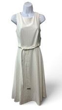 DKNY Women's Sleeveless Jewel Neck Scuba Crepe Removable Belt Midi Dress Size 2