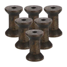 6Pcs Wooden Empty Spool, 1.2" x 2" Unfinished Wooden Spools, Brown