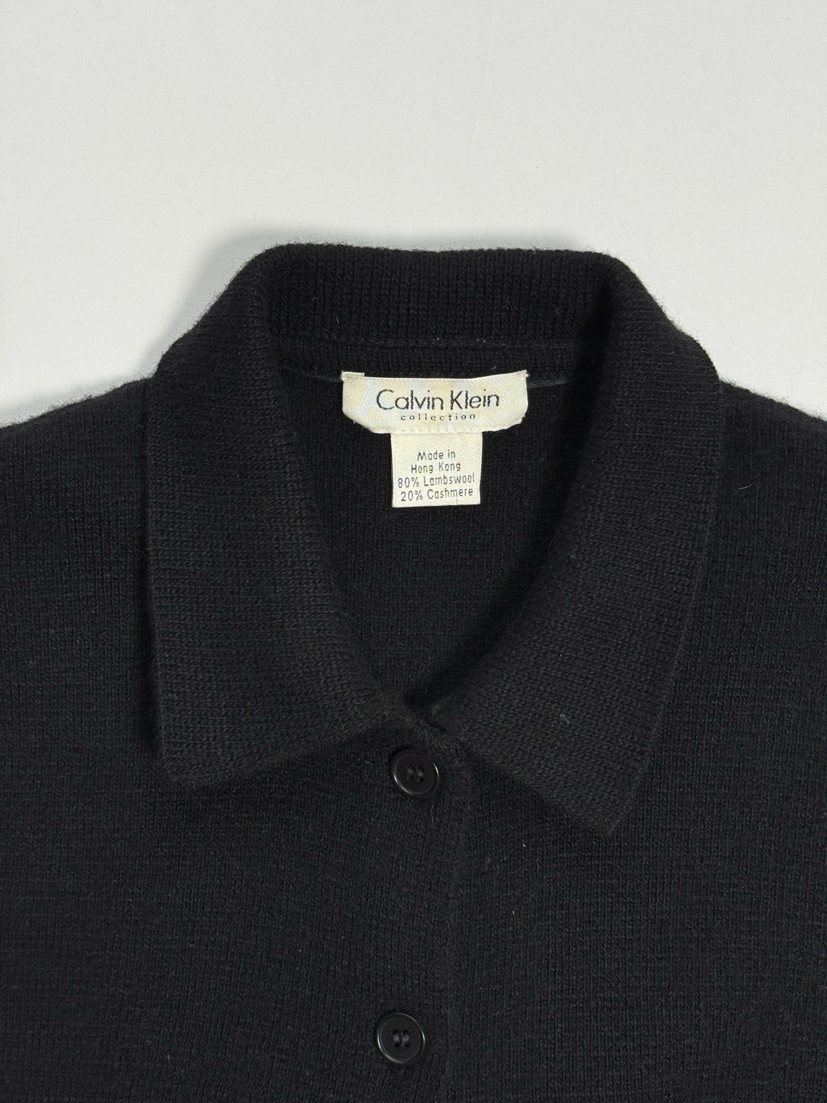 Vintage Calvin Klein Collection Fall 1995 Black Wool Cashmere Collared Cardigan image 6