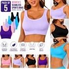 Women's Seamless Sports Bras 5 Pack Wirefree Comfort Bra Thin Unpadded Stretch