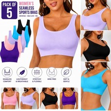 Women's Seamless Sports Bras 5 Pack Wirefree Comfort Bra Thin Unpadded Stretch