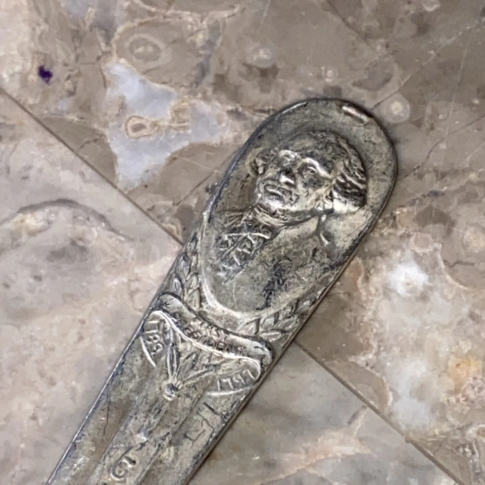 Cuchara Coleccionista George Washington Vintage Placa Plata, Mount Vernon Foto 2 de 4