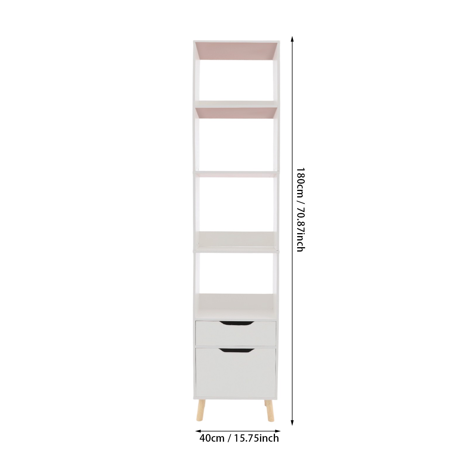 4 Tier Storage Shelf Freestanding Organizing Rack Tall Open Book Stand w/ Drawer