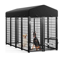 Sino Luban Outdoor Dog Kennel Outside Run with Doggy Door, Swivel Feeder Roof...