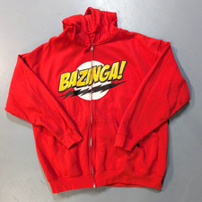 The Big Bang Theory Mens Size 2XL Red Full Zip Hoodie Fleece Sweatshirt Pocket