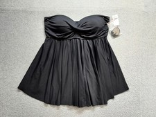 Gap Women Swim Dress S Black Off Shoulder Pleated Front Stretch Pullover Comfort