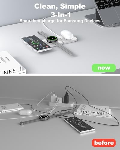 Foldable 3 in 1 Wireless Charging Station for Samsung,  X55 Ultra White