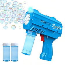 Light up Bubble Machine Gun for Kids,Blue 10-Hole Automatic Bubble Gun Fortoddle