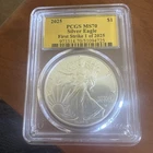 2025 $1 Silver Eagle PCGS MS 70 FIRST STRIKE 1 Of 2025 Limited GOLD LABEL
