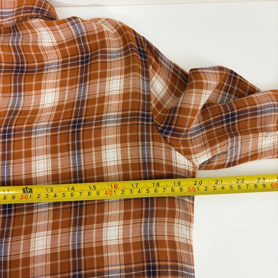Democracy Womens M Plaid Button Down Shirt Metallic Frayed Peplum Distressed - Image 4 of 4