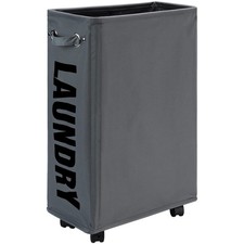 DOKEHOM 25-Inches Slim Laundry Basket on Wheels, Collapsible Rolling Laundry ...