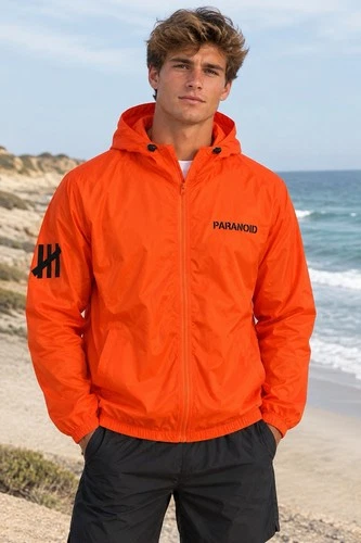 NWT Anti Social Mens Orange Windbreaker Jacket M/L Lightweight Streetwear - product listing photo