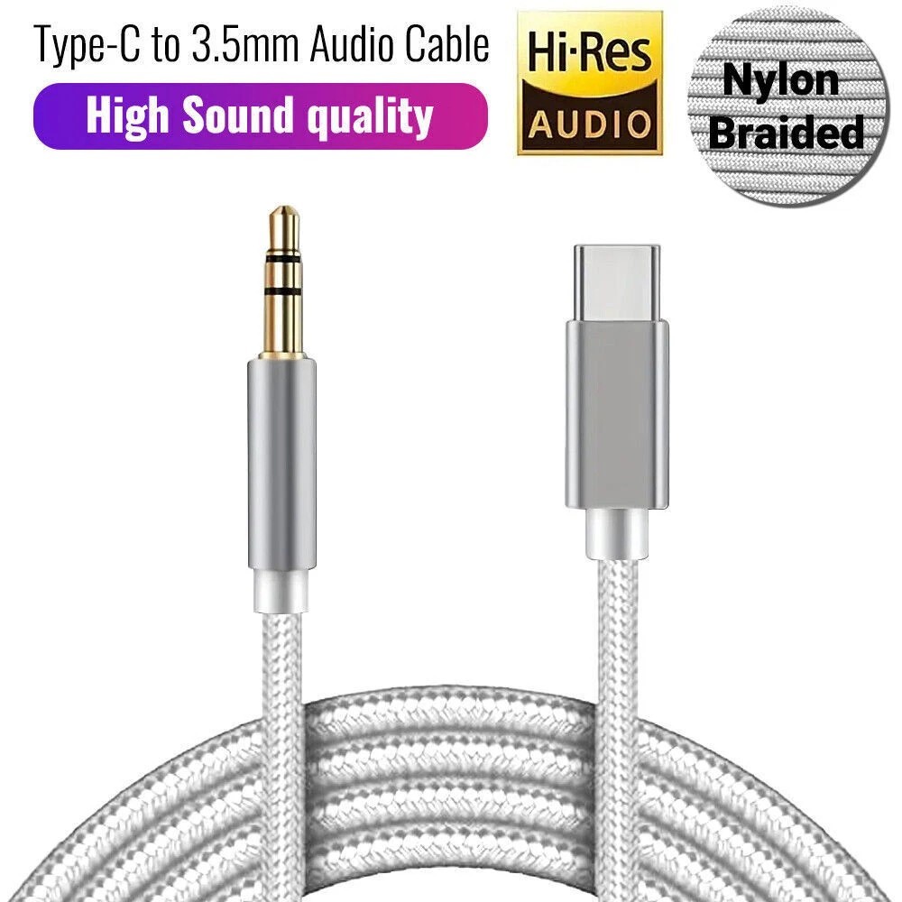 TypeC to Aux Cable USB Type-C Male To 3.5mm Cord Car AUX Mus