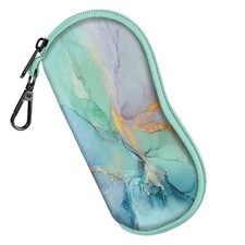 FINTIE Glasses Case with Carabiner, Ultra Light Small, Emerald Marble