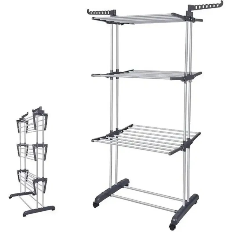 Étendoir multifonction pliable 3 niveaux pour le séchage du linge en appartement
