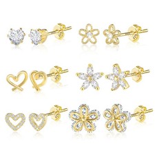 Small Gold Stud Earrings 6 Pairs Cute Stud Earrings for Women Ear