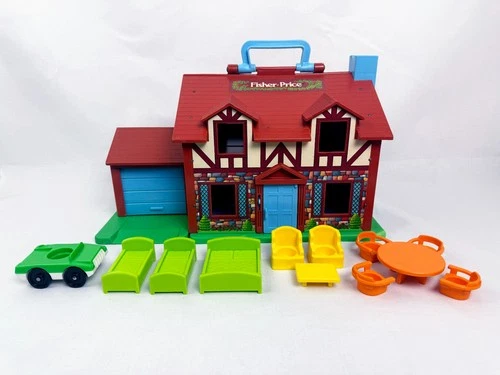 Vtg Fisher Price Little People Play Family Tudor House #952 W/Accessories 1980