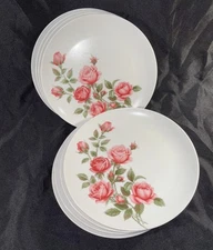 Vintage 8pc Melamine Plates - Boontonware Somerset 10" Normandy Rose Retro 50s