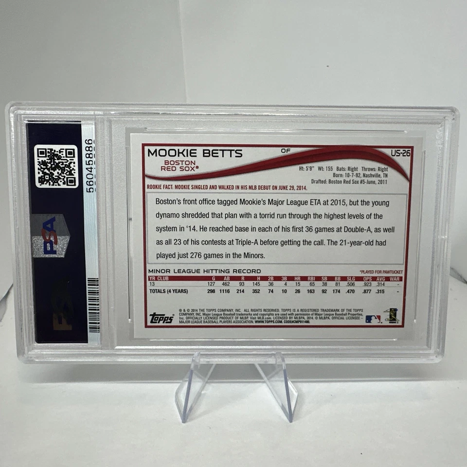 Actualización Topps 2014 Mookie Betts US-26 GEM MT RC Dodgers Medias Rojas 🔥PSA10🔥 Novato Foto 4 de 4