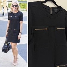 J. Crew Wool Blend Capsule Classic Edgy Minimalist Gold Zip Shift Dress 8 M