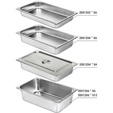 2"4"6" Deep Steam Table Pans Full Size Food Pan Hotel Prep Stainless Steel