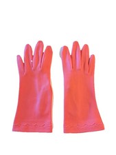 Women  s Gloves Fownes Vintage SIZE A 6-7 1960s Barbie Pink Nylon 8  Long NWOT