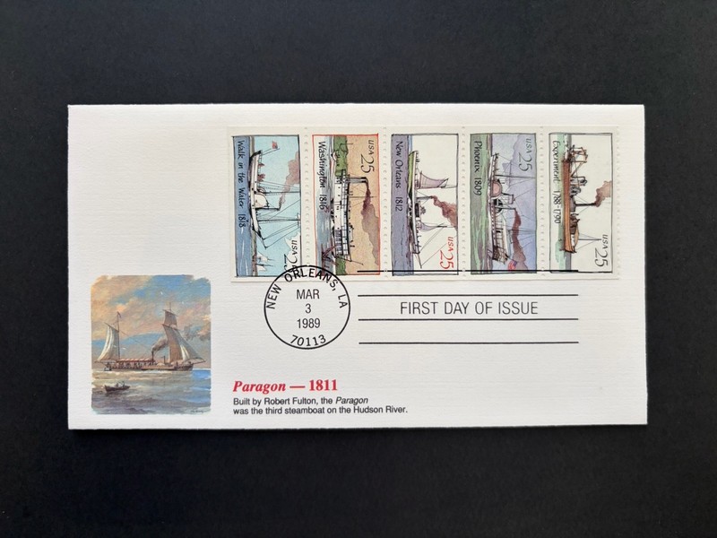 GandG Stamps US FDC #2409a Steamboats Booklet Pane Of 5 Fleetwood Diamond