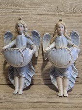 COPPIA ACQUASANTIERA ANGELI IN BISCUIT FINE'800