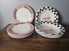 Coca Cola Gibson 1997 Checkered Plates Set of Vintage Collectible Plates & Bowls