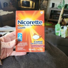 Nicorette Cinnamon 100-Pieces 2mg Nicotine Gum. Exp Date 10/25