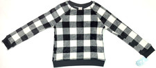 Cat Jack Size L 10 12 White Black Buffalo Check Fleece Long Sleeve Sleep Shirt