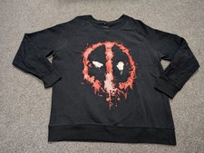 Marvel Deadpool Splat Face Black Jumper - Difuzed - 100% Cotton - XXL Sweatshirt