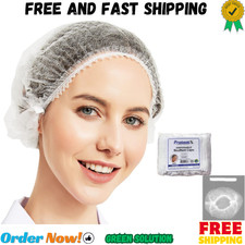 100-Pack White Disposable Hair Nets, Elastic Head Cover, Bouffant Caps, Sanitati